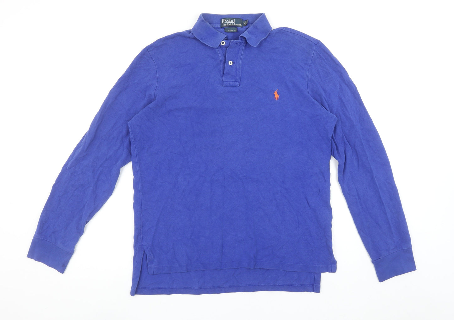 Ralph Lauren Men's Blue Long Sleeve Polo Shirt M Custom Fit Cotton