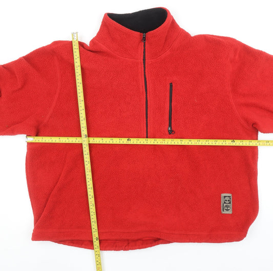 Timberland Mens Red Fleece Half Zip Pullover Sweatshirt L
