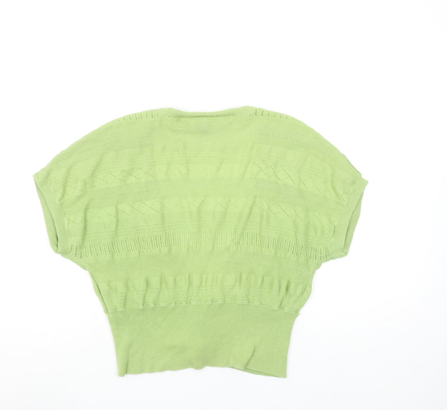 Fat Face Womens Green Size 14 Cotton Knit Short Sleeve Cardigan