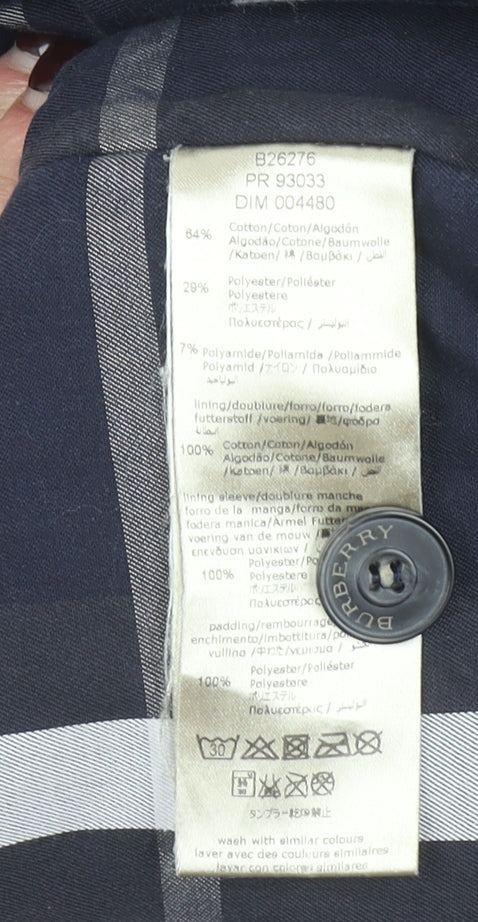 Burberry Boys Blue Hooded Quilted Duffle Coat 4 Years Classic Mid-Length Jacket