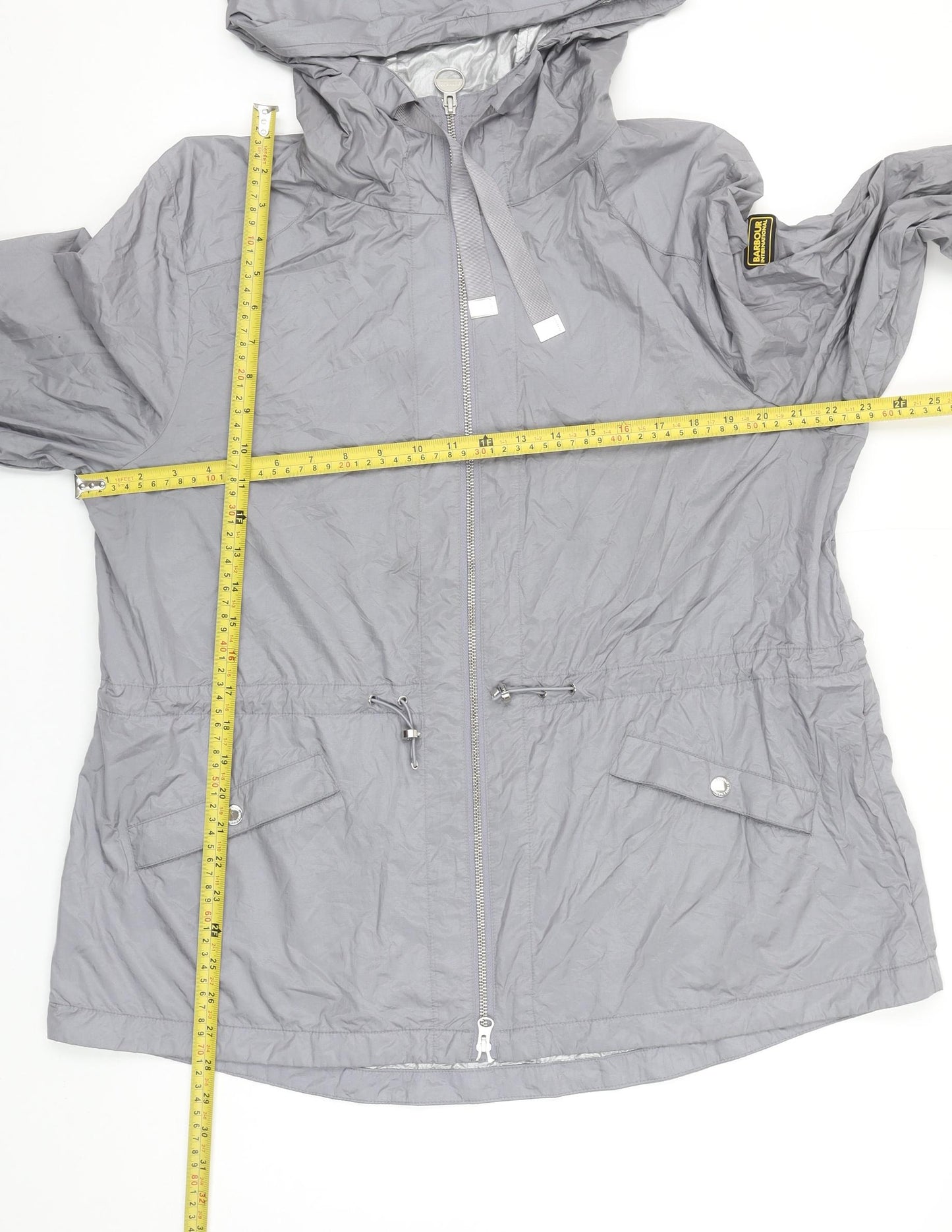 Barbour International Women’s Grey Hooded Windbreaker Jacket Size 18