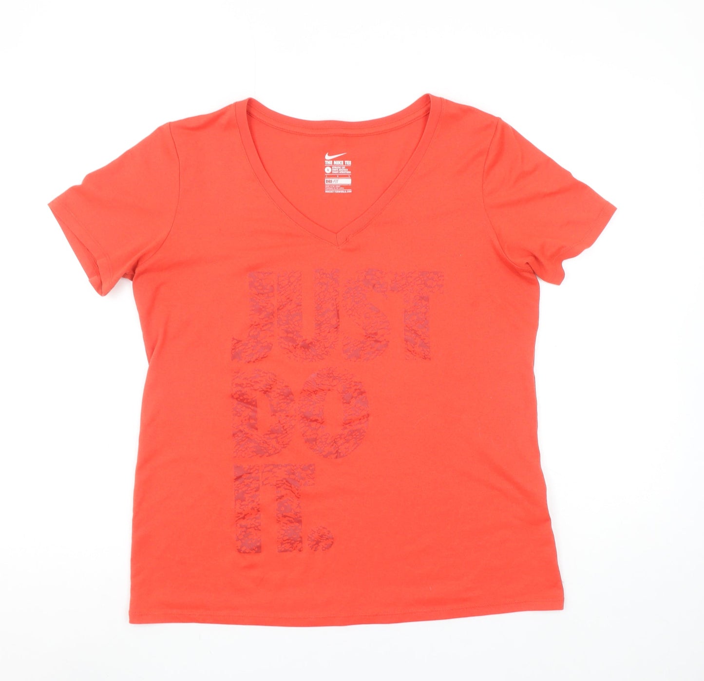 Nike Women's Red V-Neck Dri-FIT Athletic T-Shirt Size L