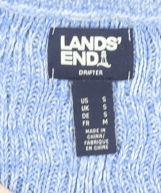 Lands' End Women's Blue Cable-Knit Cotton Jumper Size S