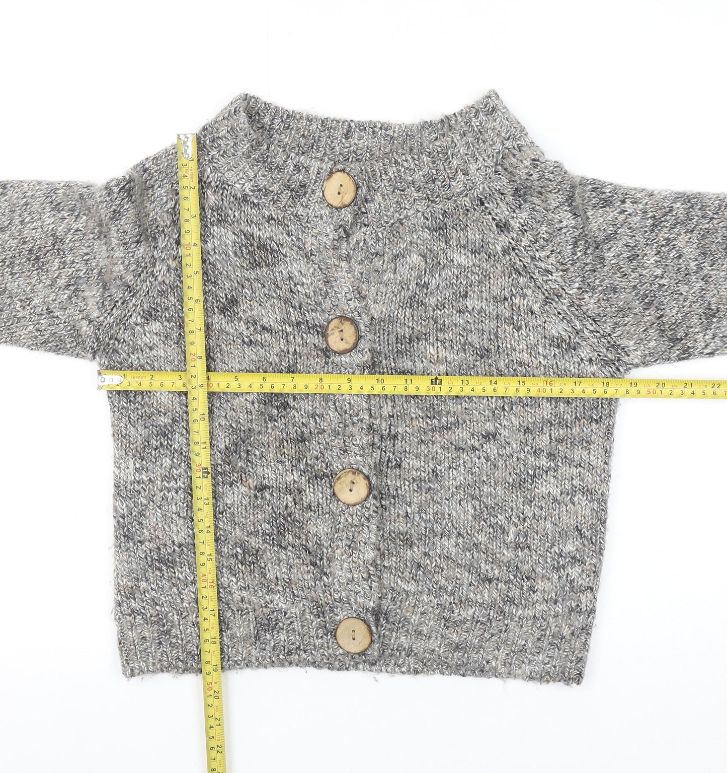 Linea Women's Grey Knit Button Cardigan M Chunky Long Sleeve