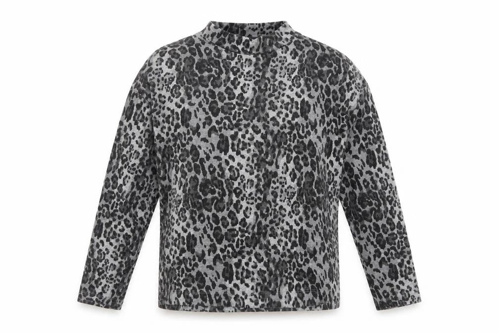 Marks and Spencer Womens Grey Animal Print Long Sleeve T-Shirt Size 6