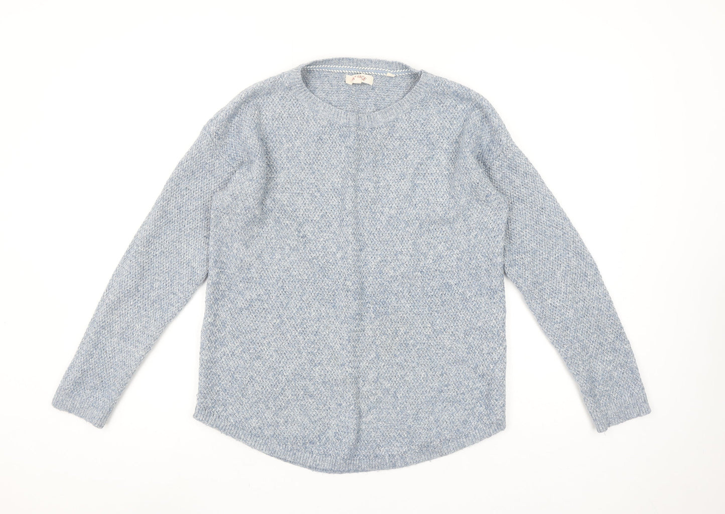 Fat Face Women's Blue Wool Blend Crew Neck Jumper Size 10