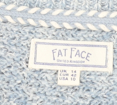 Fat Face Women Blue Size 14 Crew Neck Knit Jumper