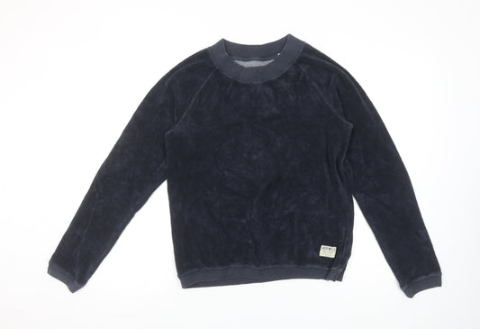 Jack Wills Women's Navy Blue Velour Pullover Sweatshirt UK 12
