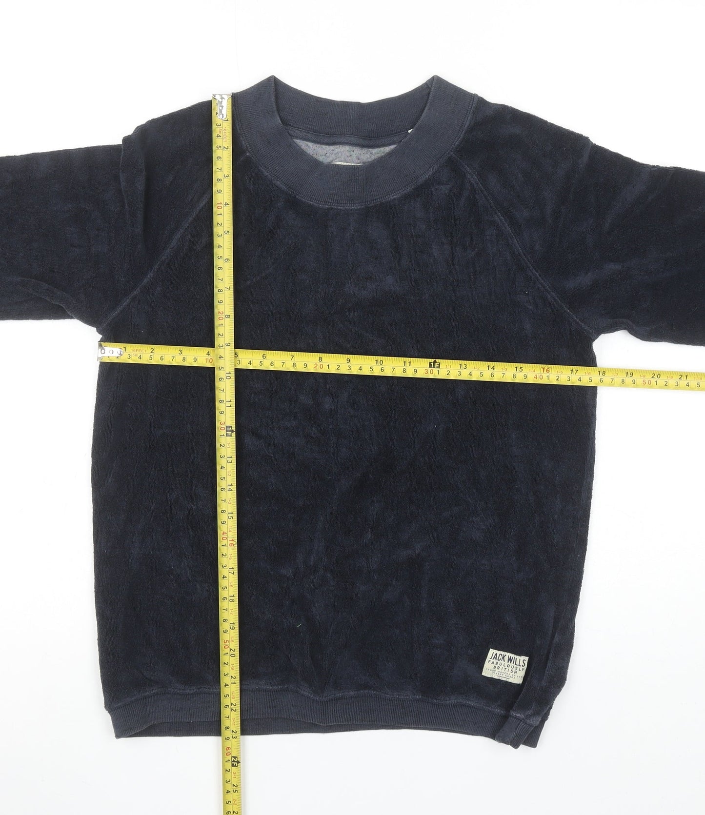 Jack Wills Women's Navy Blue Velour Pullover Sweatshirt UK 12