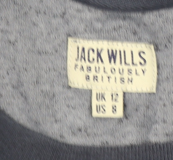 Jack Wills Women's Navy Blue Velour Pullover Sweatshirt UK 12
