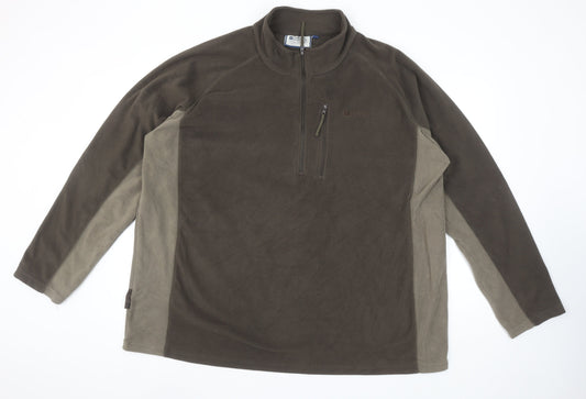 Mountain Warehouse Men's Brown 3XL Fleece 1/4 Zip Pullover Sweatshirt