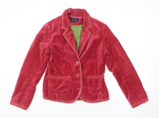 Boden Women Red Velvet Cotton Blazer Jacket Size 10 Regular