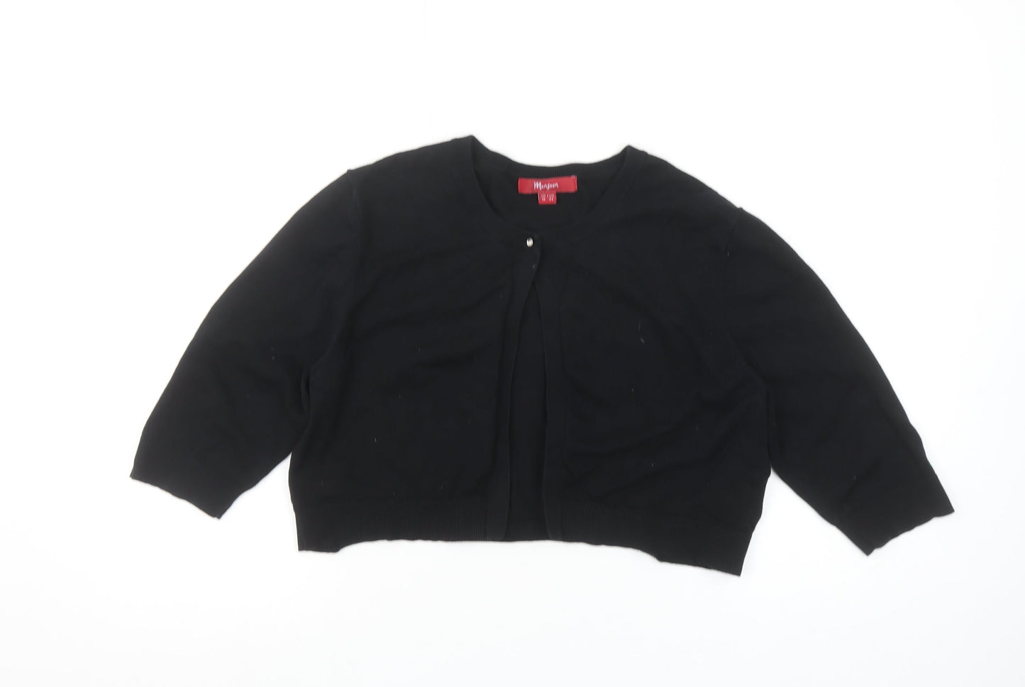 Monsoon Women’s Black Cotton Blend 3/4 Sleeve Cardigan Size 16