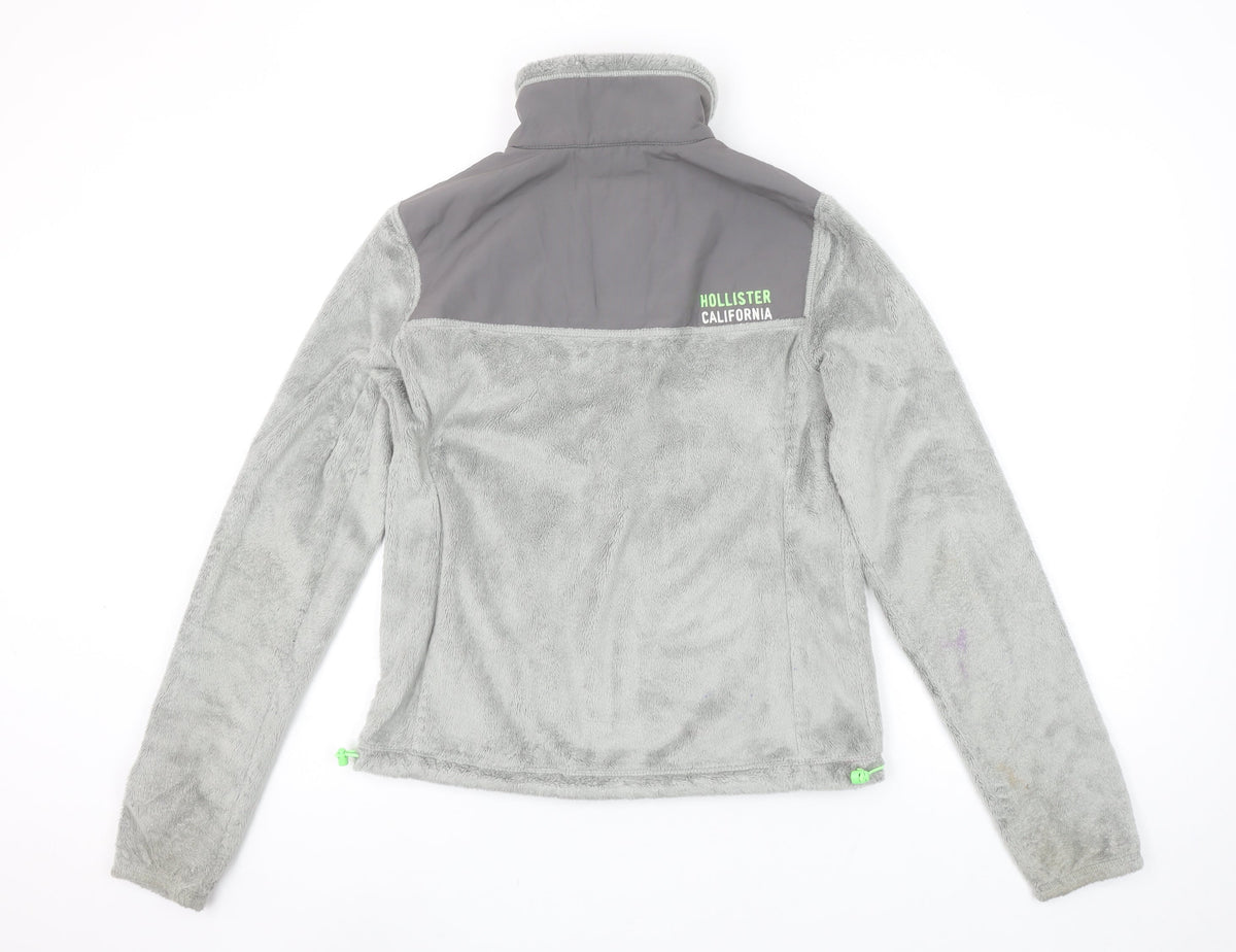 Hollister Women Grey Fleece 1/2 Zip Pullover Sweatshirt S