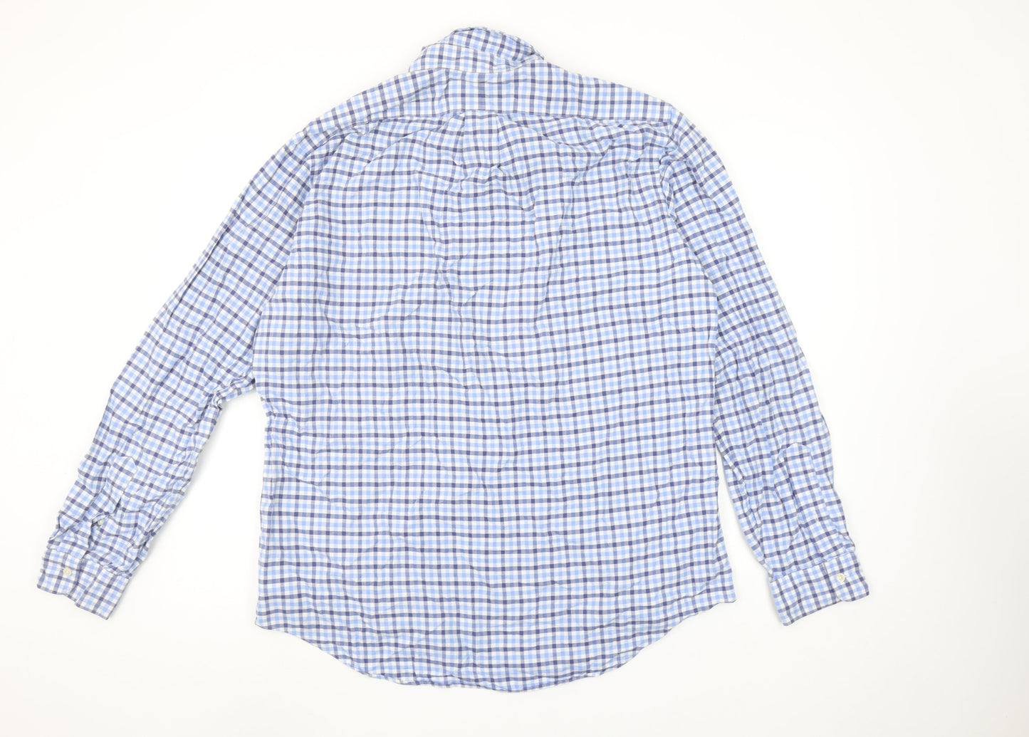 Ralph Lauren Men's Blue Checked Classic Fit Cotton Button-Up Shirt L