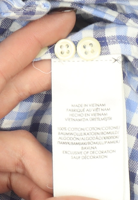 Ralph Lauren Men's Blue Checked Classic Fit Cotton Button-Up Shirt L