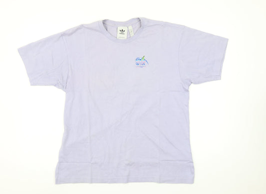 adidas Men's Purple Retro Logo Short Sleeve Cotton T-Shirt Size S