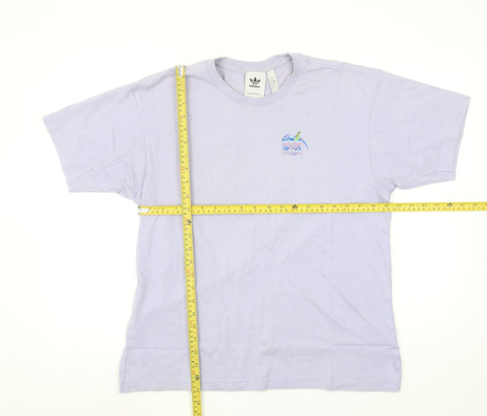 adidas Men's Purple Retro Logo Short Sleeve Cotton T-Shirt Size S