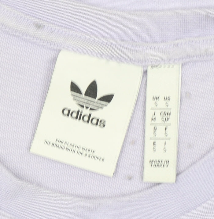adidas Men's Purple Retro Logo Short Sleeve Cotton T-Shirt Size S