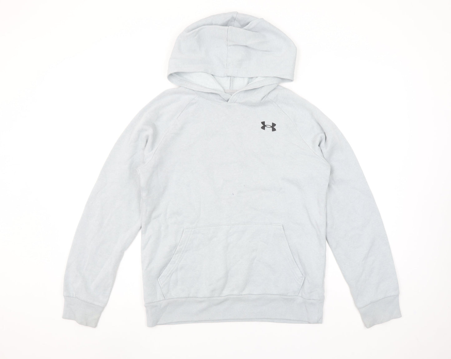 Under Armour Boys Grey YLG Pullover Hoodie Cotton Blend ColdGear