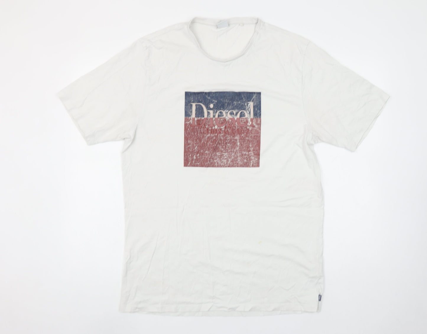 Diesel Men’s White XL Retro Logo Graphic Cotton T-Shirt