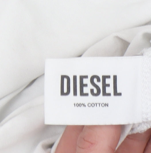 Diesel Men’s White XL Retro Logo Graphic Cotton T-Shirt
