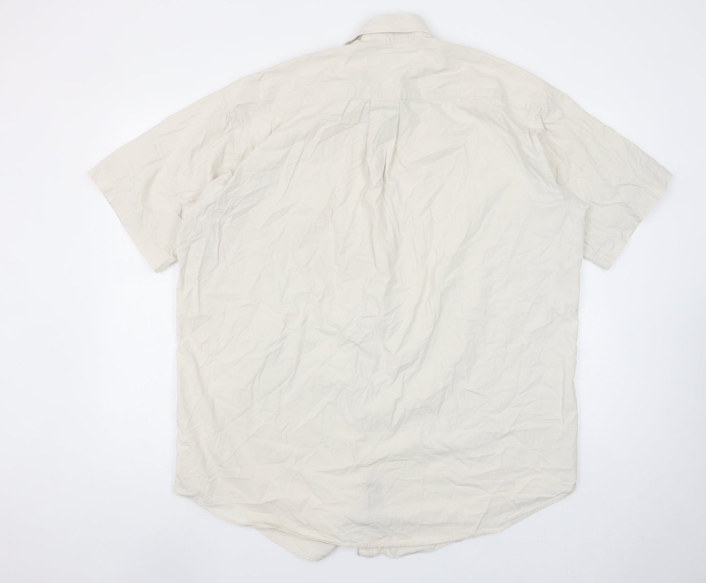 Nautica Men’s Beige Short Sleeve Button-Down Cotton Shirt XL