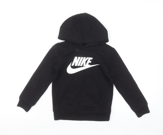 Nike Boys Black Pullover Hoodie 2-3 Years Cotton Blend Graphic Print