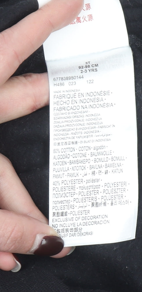 Nike Boys Black Pullover Hoodie 2-3 Years Cotton Blend Graphic Print