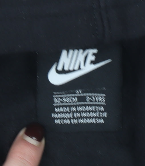 Nike Boys Black Pullover Hoodie 2-3 Years Cotton Blend Graphic Print
