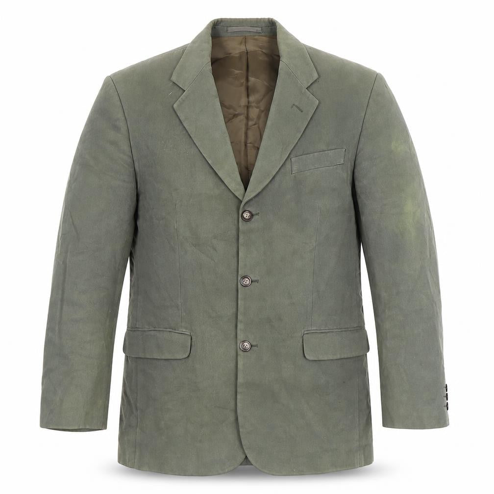 Gurteen Mens Green 40L Cotton Single-Breasted Blazer Jacket