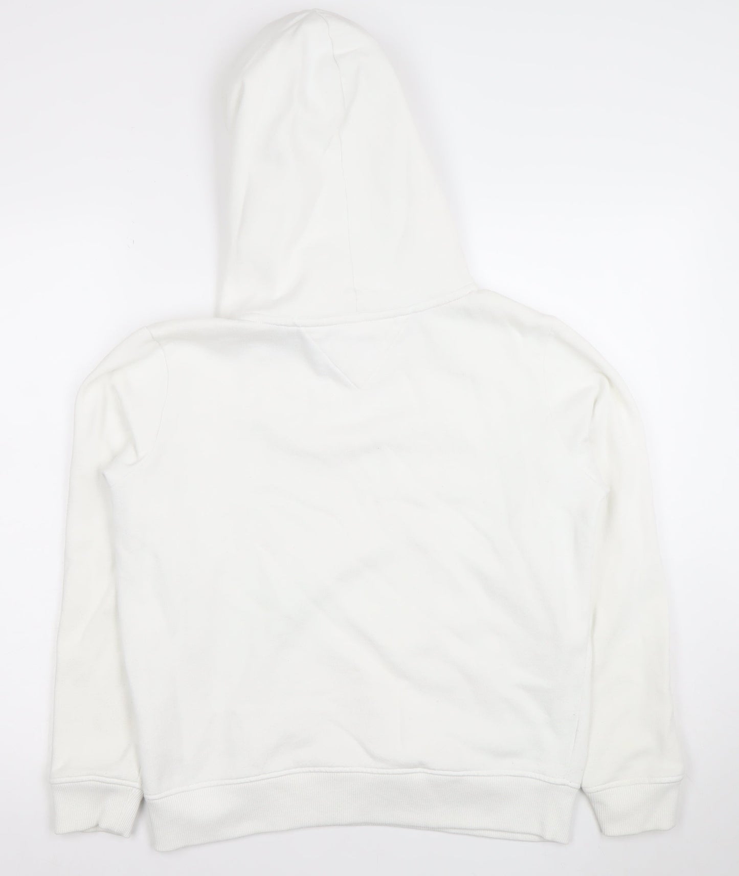 Tommy Jeans Women White Hooded Pullover Hoodie Medium Cotton Blend