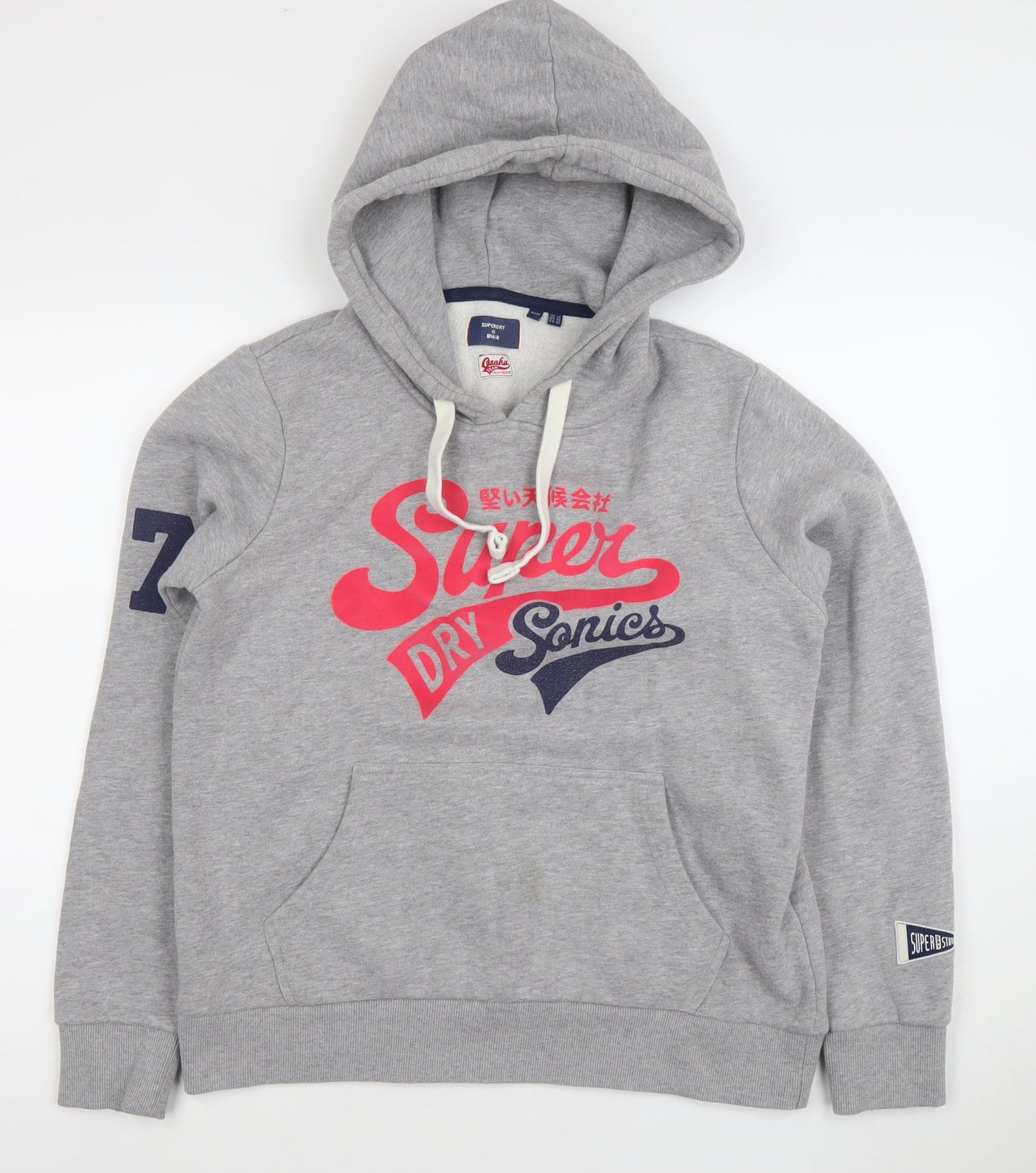 Superdry Women's Grey Pullover Hoodie Size 14 Osaka Graphic Sweatshirt