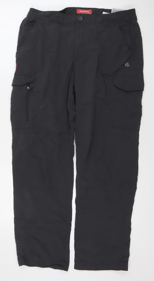 Craghoppers Men's Black Cargo Trousers Size L UK 34 Regular Fit