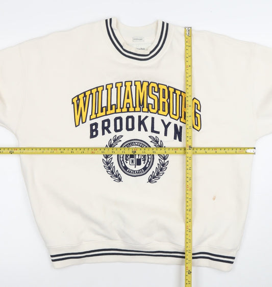 Abercrombie & Fitch Women Ivory Oversized Pullover Sweatshirt S