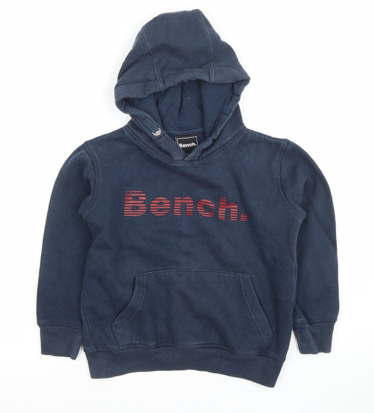 Bench Boys Blue Pullover Hoodie 5-6 Years Logo Fleece Sweatshirt