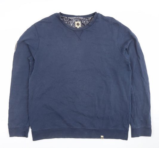 Pretty Green Men's Blue XL Crew Neck Pullover Sweatshirt