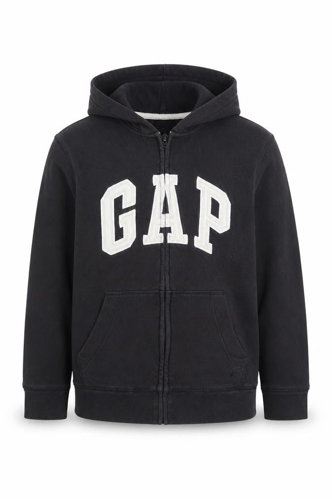 Gap Kids Boys Black Full Zip Hoodie Size 10-11 Years Cotton Blend