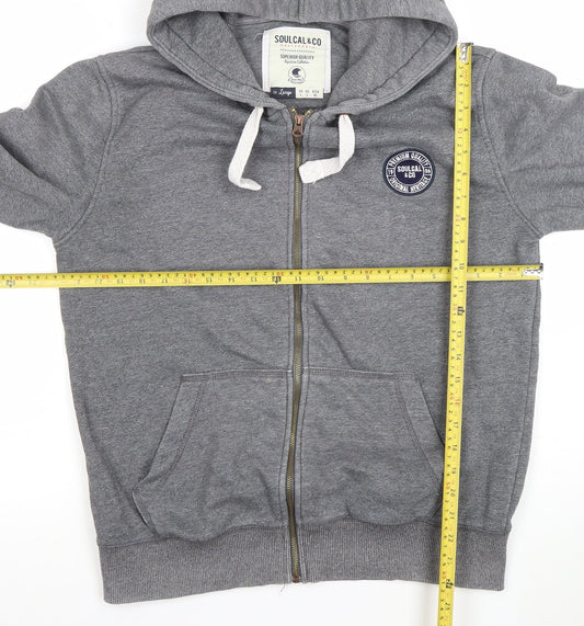 SoulCal & Co Grey Full Zip Hoodie Womens L Casual Cotton Blend