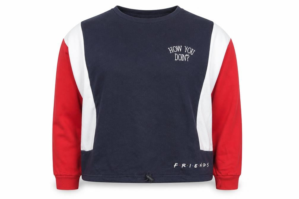 Friends TV Show Women's Navy Colourblock Pullover Sweatshirt M
