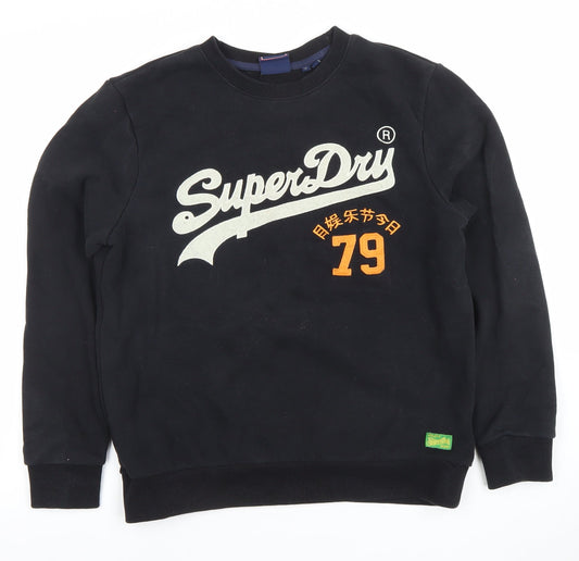 Superdry Men's Black Crew Neck Pullover Sweatshirt Size S