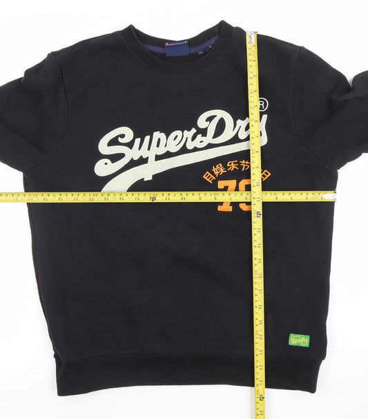 Superdry Men's Black Crew Neck Pullover Sweatshirt Size S