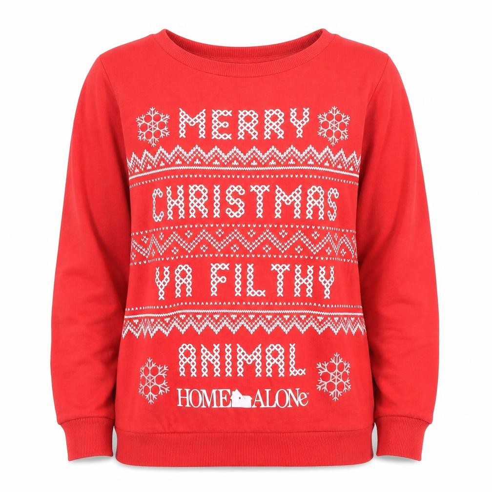 Home Alone Red Christmas Sweatshirt Women UK 12 Pullover Long Sleeve