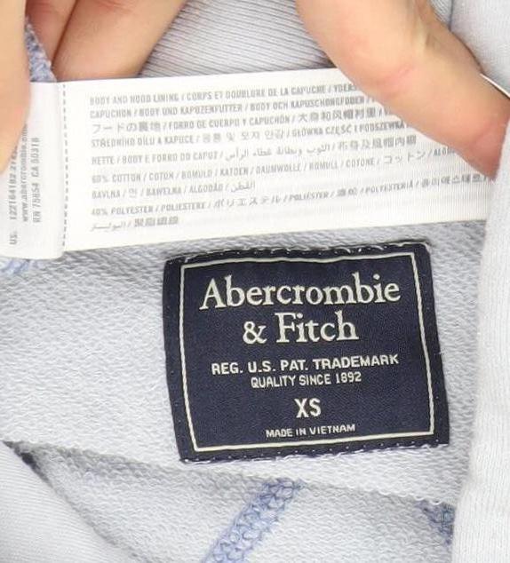 Abercrombie & Fitch Women's Light Blue XS Pullover Hoodie Cotton Blend