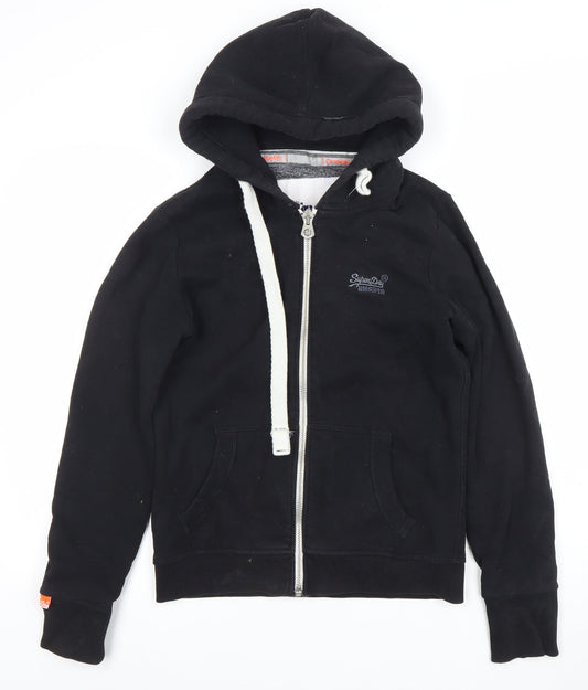 Superdry Men’s Black Full Zip Hoodie Size S Orange Label Fleece