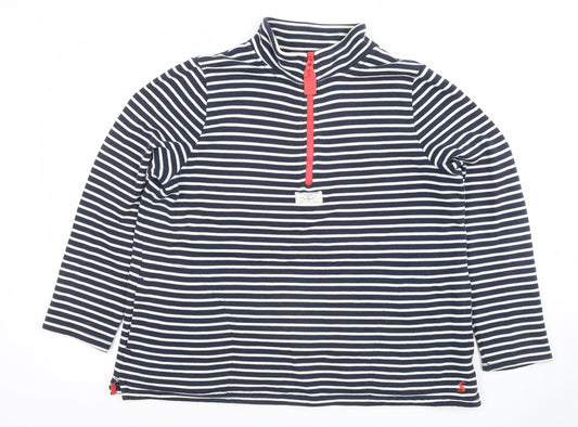 Joules Women Navy White Striped 1/4 Zip Pullover Sweatshirt UK 12