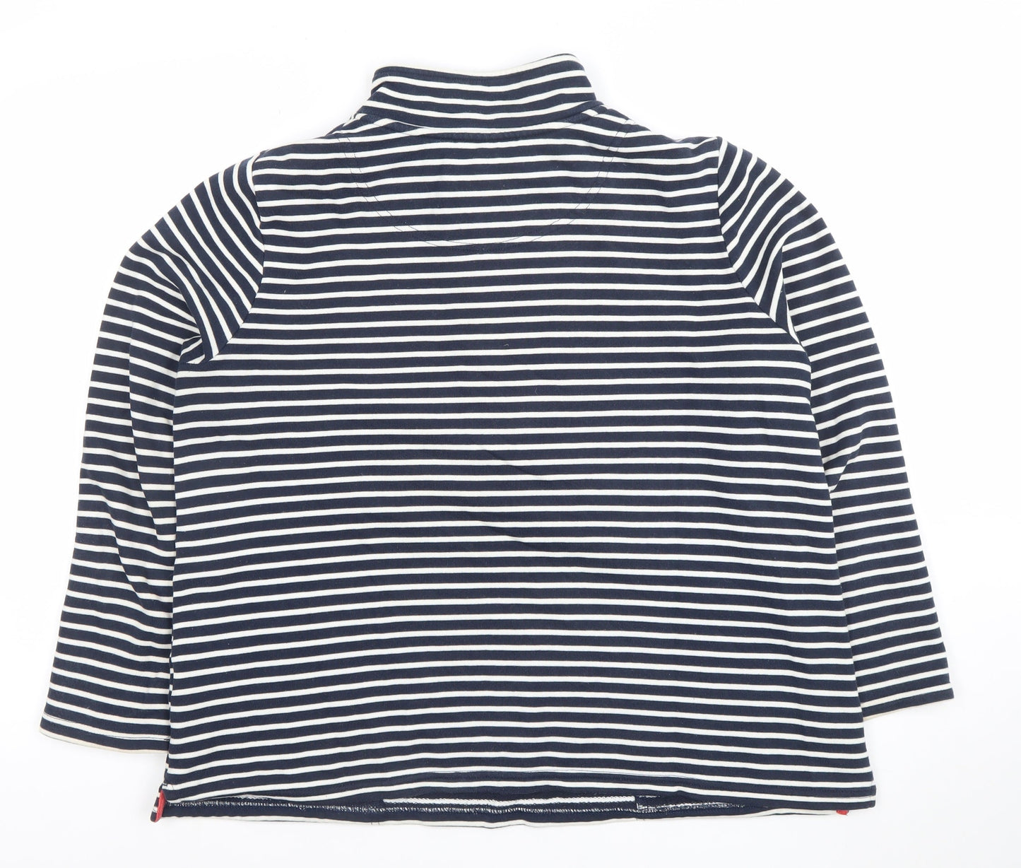 Joules Women Navy White Striped 1/4 Zip Pullover Sweatshirt UK 12