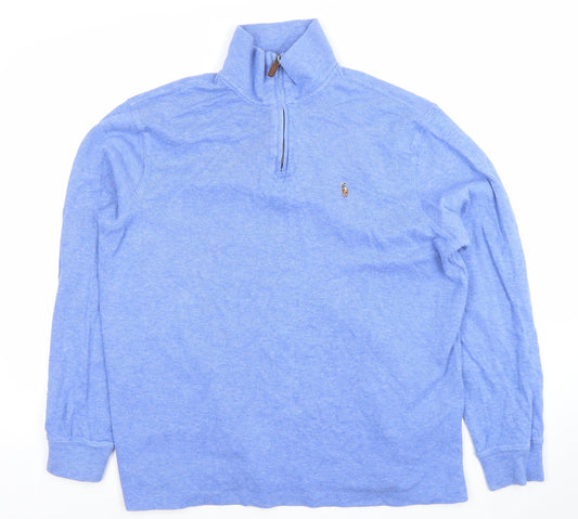 Ralph Lauren Men's Blue 1/4 Zip Cotton Sweatshirt Size L