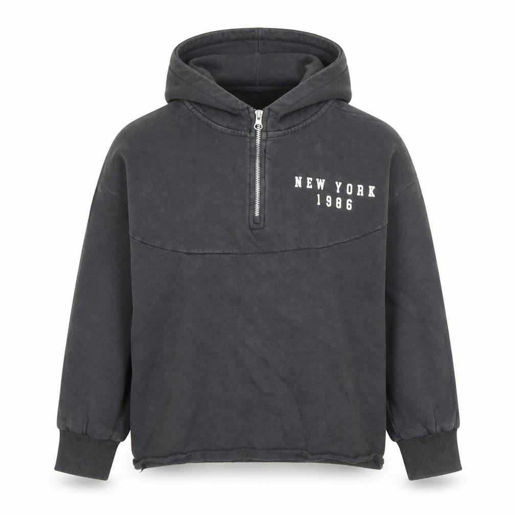 Next Boys Black 9 Years 1/2 Zip Hoodie New York 1986 Graphic Print
