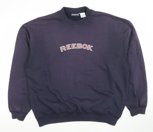 Reebok Mens Blue Crew Neck Pullover Sweatshirt L